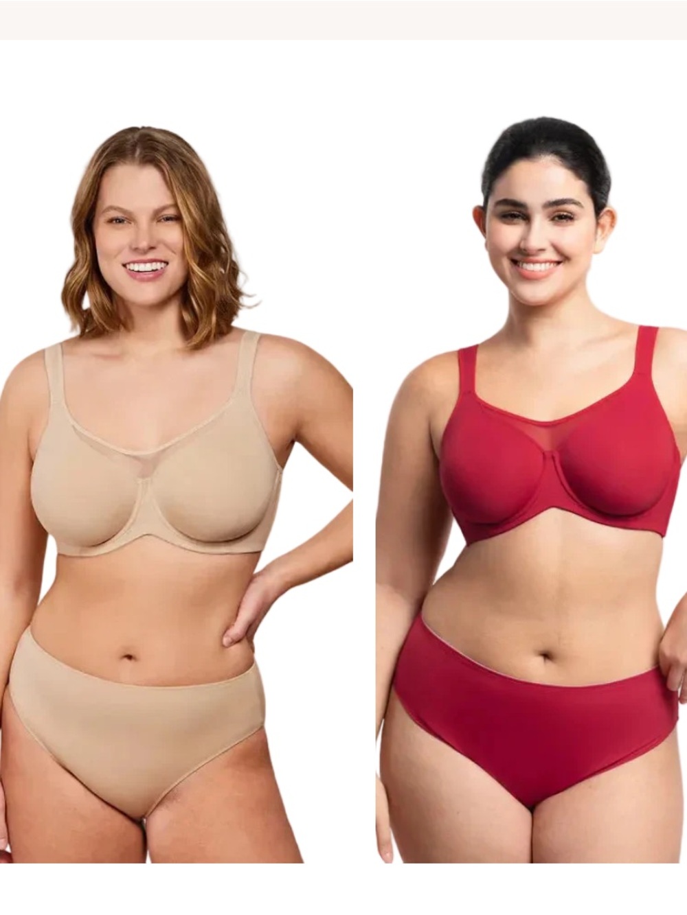 SCULPTD Bras: 2 Cooling Full Coverage Minimizer Bras 1 Red & 1 Beige Size 42 B